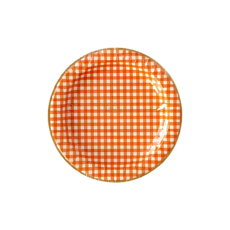 MMEY Orange Gingham Plates -  - Party Supplies - Feliz Modern