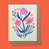 AAPK* Pink Floral Folk Art Card - - Cards - Feliz Modern