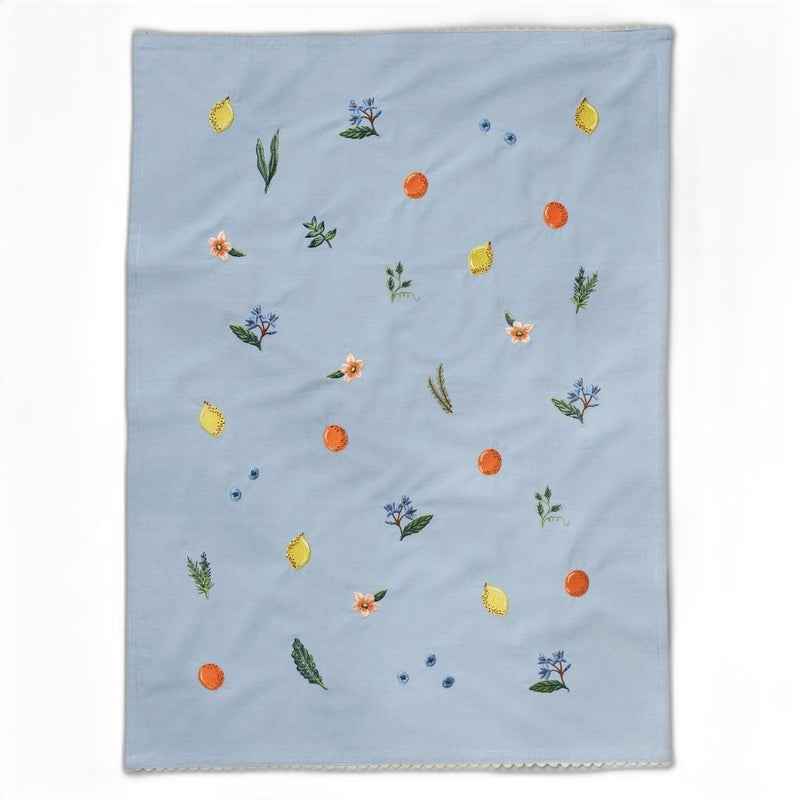 RPC Embroidered Fruit Stand Tea Towel -  - Tea Towels & Napkins - Feliz Modern