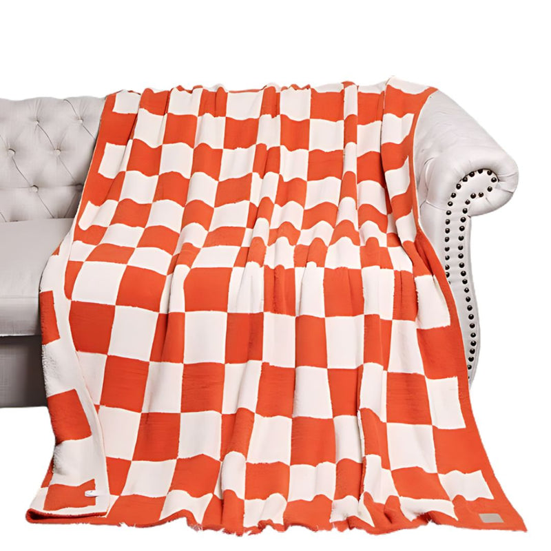 FHCT Orange Checkerboard Throw Blanket -  - Pillows & Throws - Feliz Modern