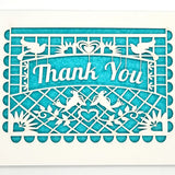 TWH Papel Picado Card - Thank you - Aqua - Cards - Feliz Modern