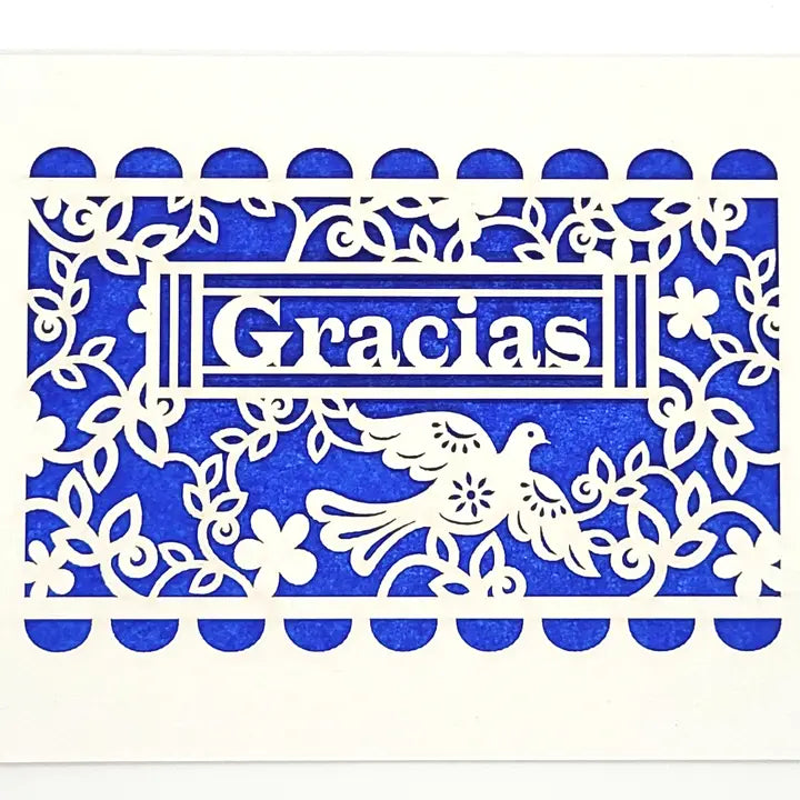 TWH Papel Picado Card - Gracias - Dark Blue - Cards - Feliz Modern