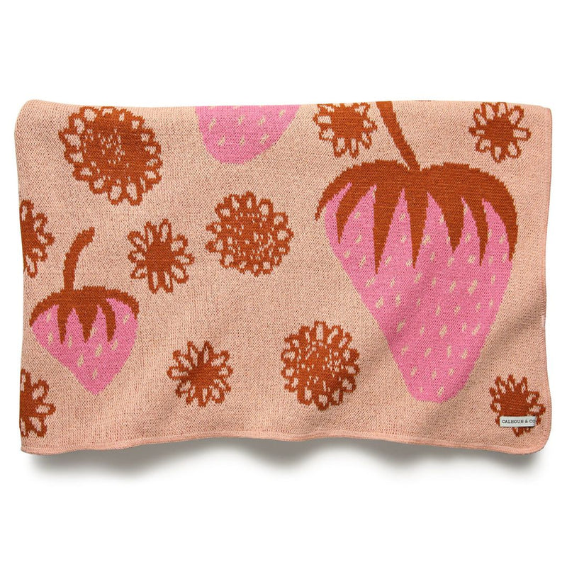 CNAC Strawberry Knit Blanket -  - Pillows & Throws - Feliz Modern