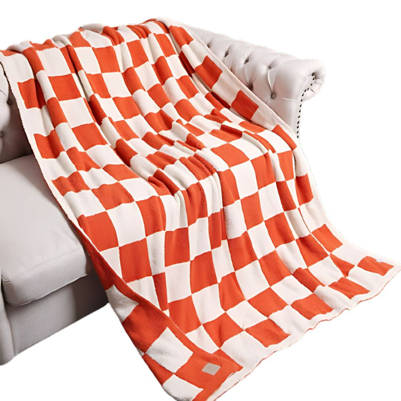 FHCT Orange Checkerboard Throw Blanket -  - Pillows & Throws - Feliz Modern