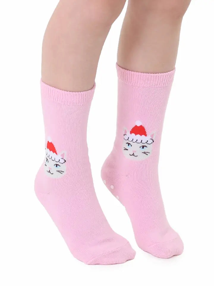 LGRL Santa Kitty Kids Crew Socks -  - Socks - Feliz Modern