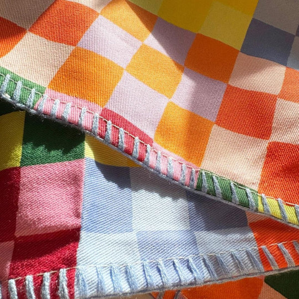 IDL Rainbow Checkered Tea Towel -  - Tea Towels & Napkins - Feliz Modern
