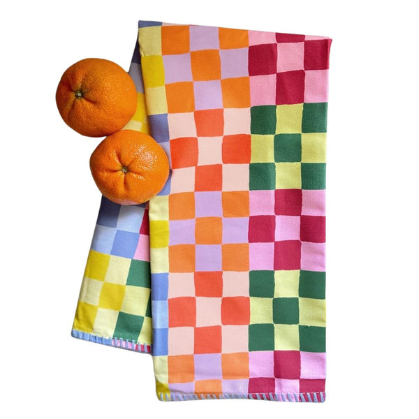 IDL Rainbow Checkered Tea Towel -  - Tea Towels & Napkins - Feliz Modern