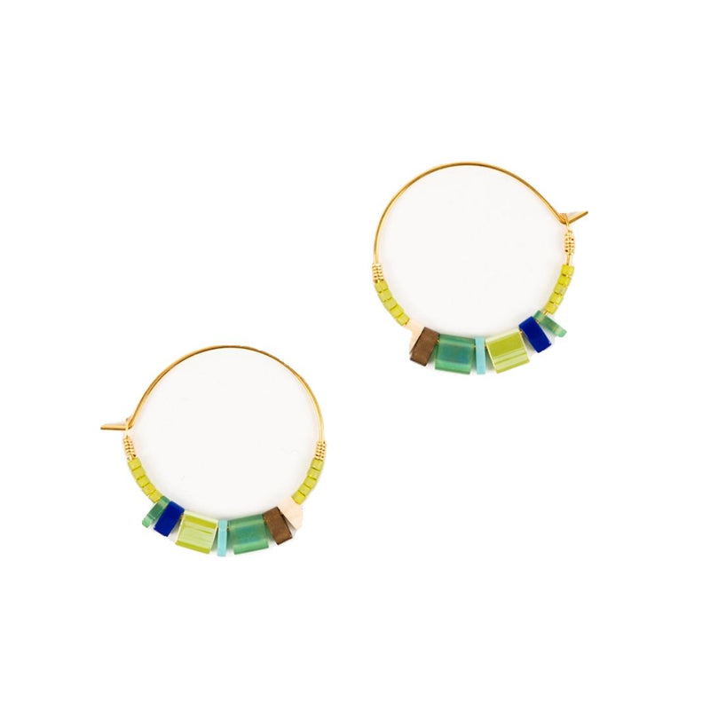 AIPO Green Denim Hoop Earrings -  - Earrings - Feliz Modern