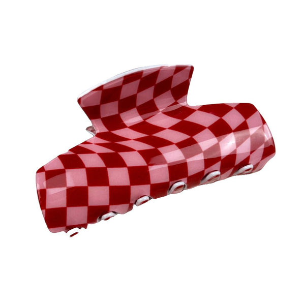 MDSE Pink and Red Checker Hair Clip -  - Hair Accessories - Feliz Modern