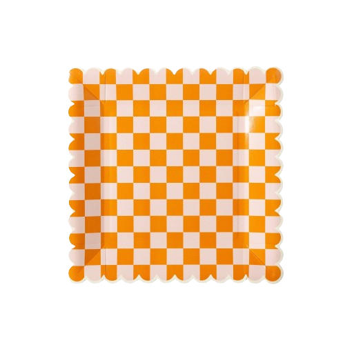 MMEY Orange Checkered Paper Plates -  - Party Supplies - Feliz Modern