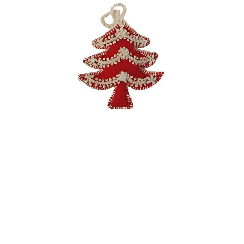 MECN Embroidered Tree Ornament - Red - Christmas - Feliz Modern