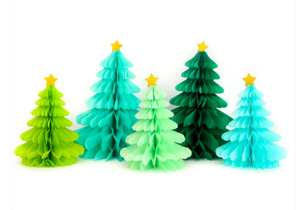 KAC Green and Blue Honeycomb Tree Set -  - Christmas - Feliz Modern