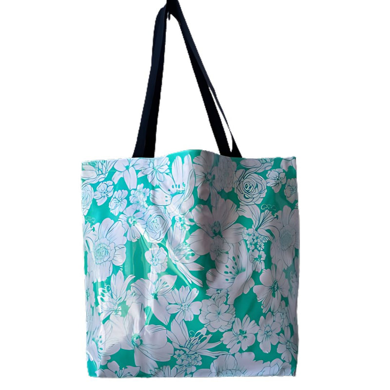 OCI Aqua Floral Tote Bag -  - Bags - Feliz Modern