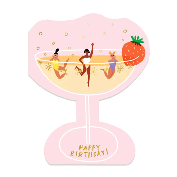 CAS Champagne Birthday Card -  - Cards - Feliz Modern