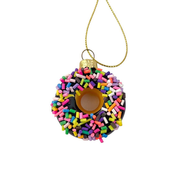 CFC Donut With Sprinkles Ornament - Chocolate - Christmas - Feliz Modern