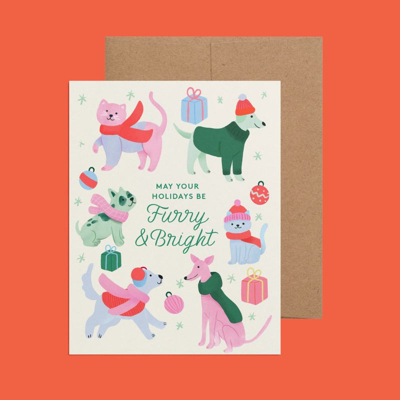 AAPK Furry and Bright Dog Christmas Card - - Cards - Feliz Modern