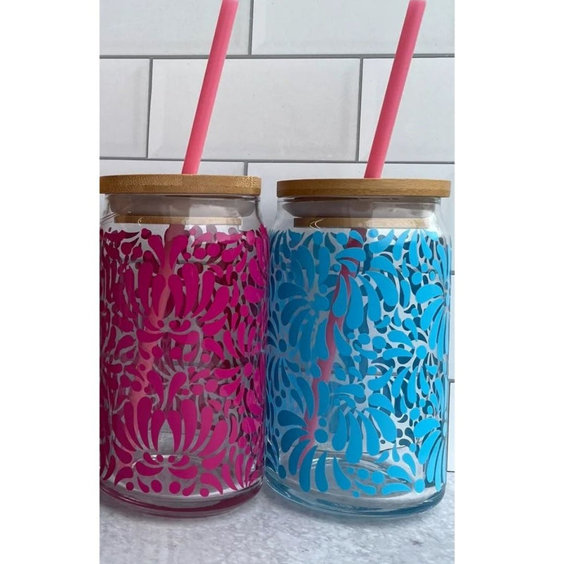  ANOTION Iced Coffee Cup, Mason Jar with Lid and Straw