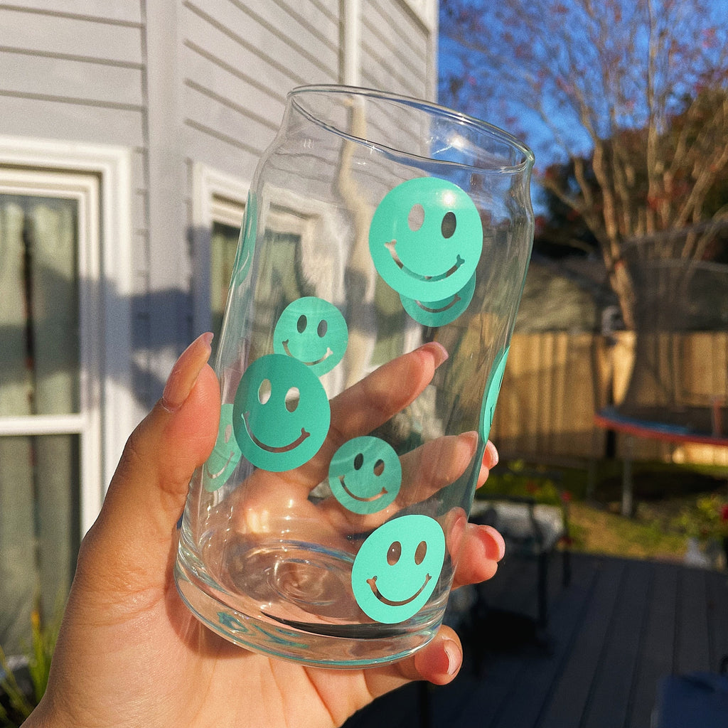 Beer Can Glass Smiley Face, Happy Coffee Cup, Trendy Coffee Cup