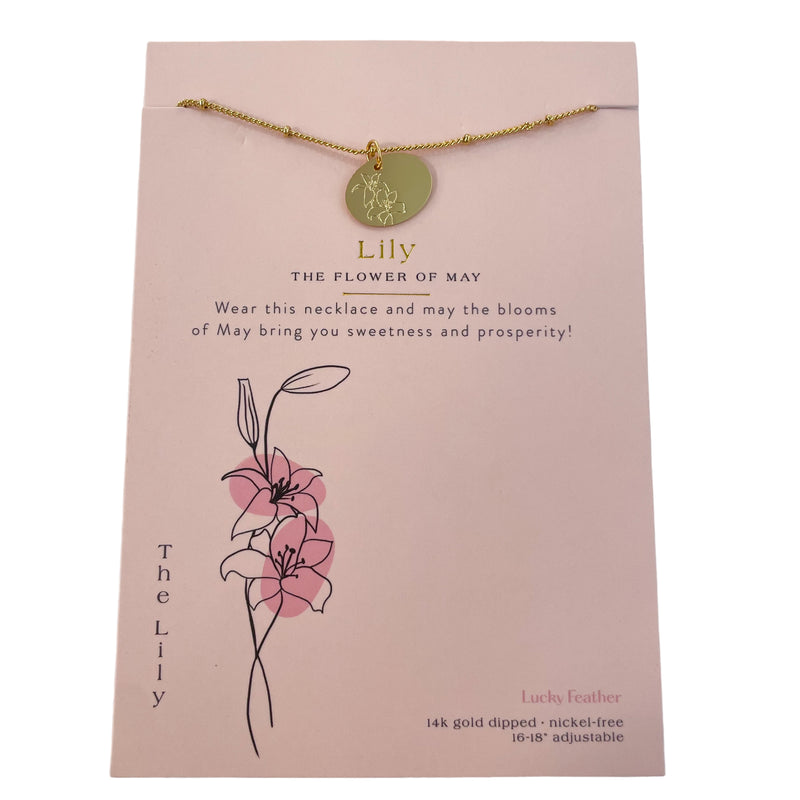 LFTH Floral Birthday Month Necklace - May - Lily - Necklaces - Feliz Modern